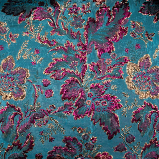 Cosplay by Yaya Han Teal 3D Floral Brocade Fabric